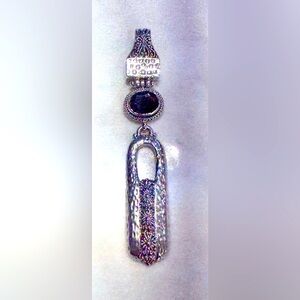 Sarda Artisan Collection Hand Hammered Sterling Silver Black Onyx Pendant $250!